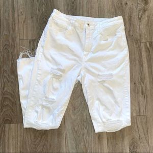 Arizona Jeans Co White Skinny Ripped Distressed Jeans